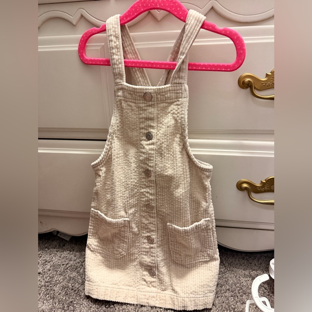 Cat & Jack Cream Corduroy Button-Front Overall Dress- Never been worn